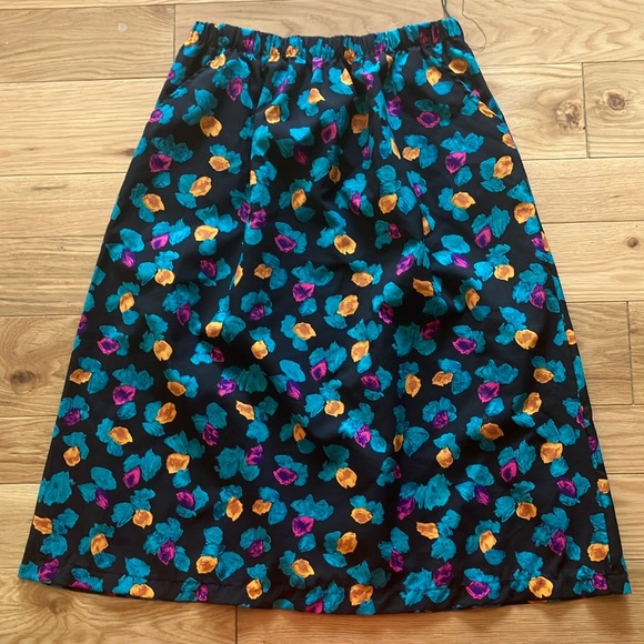 Vibrant Floral Women's Pencil Skirt - Black, Teal, Orange - Picture 1 of 3